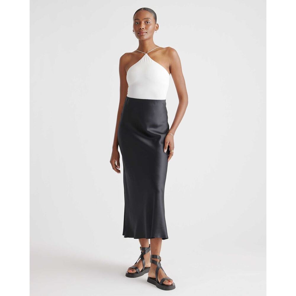 Quince Black Washable Silk Maxi Skirt